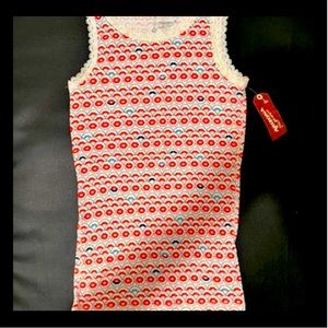 BRAND NEW! Arizona Jeans Co. Girls XL 14/16 coral & blue tank top.